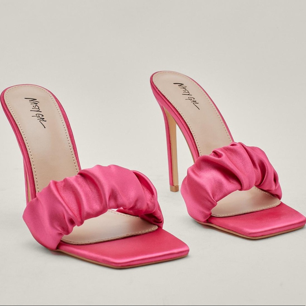 Nasty Gal Stain Ruched Front Heeled Mules
